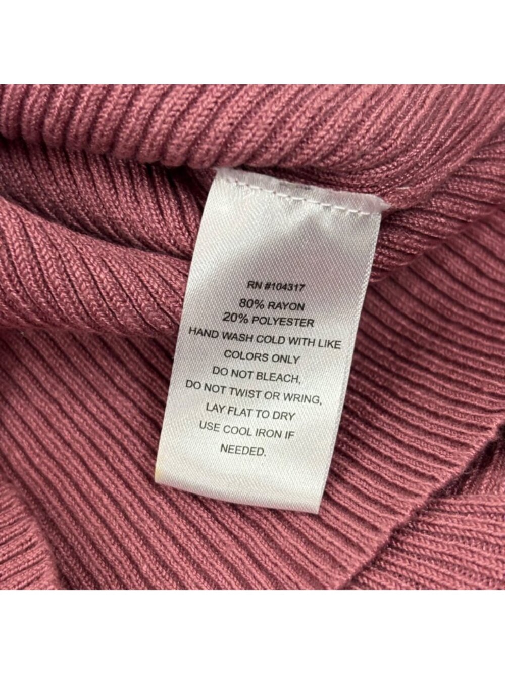 Derek Heart Dusty Rose Turtleneck Womens M Ribbed Ruffle Neck Long Sleeve Shirt - Picture 10 of 10